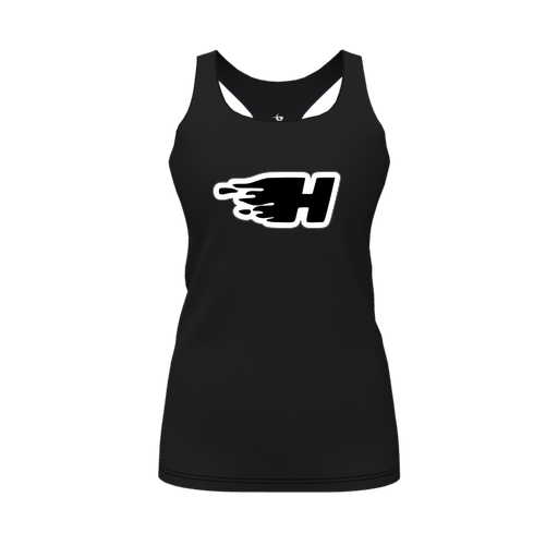 [CUS-DFW-RCBK-PER-BLK-FYS-LOGO2] Racerback Tank Top (Female Youth S, Black, Logo 2)