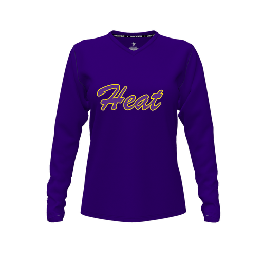 [CUS-DFW-TEES-CMF-VNK-LSL-PUR-FYXS-LOGO1] Decker Comfort T-Shirt (Female Youth XS, Purple, V Neck, Logo 1, Long Sleeve)