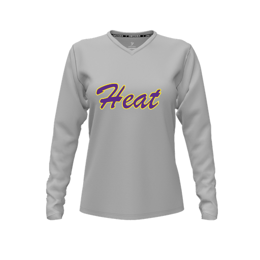 [FTLVPTGY-FYXS-LOGO1] Decker Performance T-Shirt (Female Youth XS, Gray, V Neck, Logo 1, Long Sleeve)