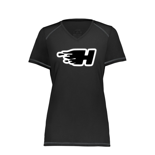 [6844.080.XS-LOGO2] Women's SoftTouch Short Sleeve (Female Adult XS, Black, Logo 2)