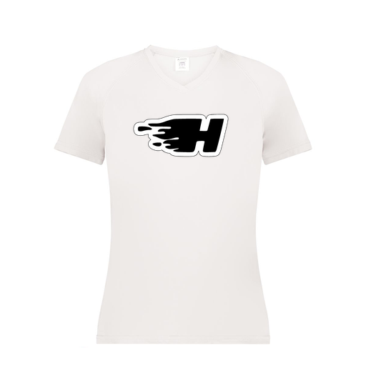 [2792.005.XS-LOGO2] Ladies Smooth Sport V-Neck T-Shirt (Female Adult XS, White, Logo 2)
