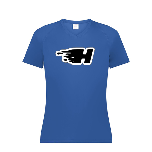 [2792.060.XS-LOGO2] Ladies Smooth Sport V-Neck T-Shirt (Female Adult XS, Royal, Logo 2)