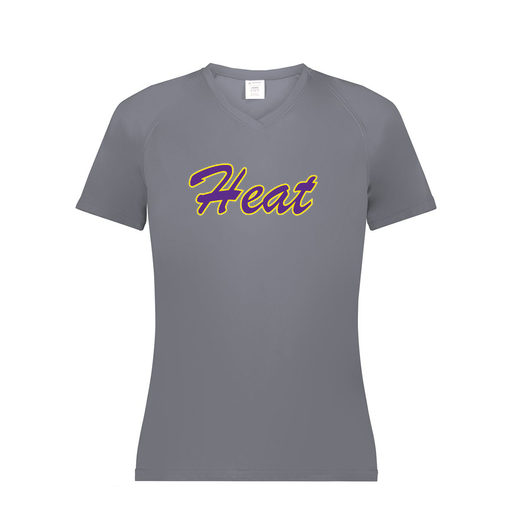 [2792.059.XS-LOGO1] Ladies Smooth Sport V-Neck T-Shirt (Female Adult XS, Gray, Logo 1)
