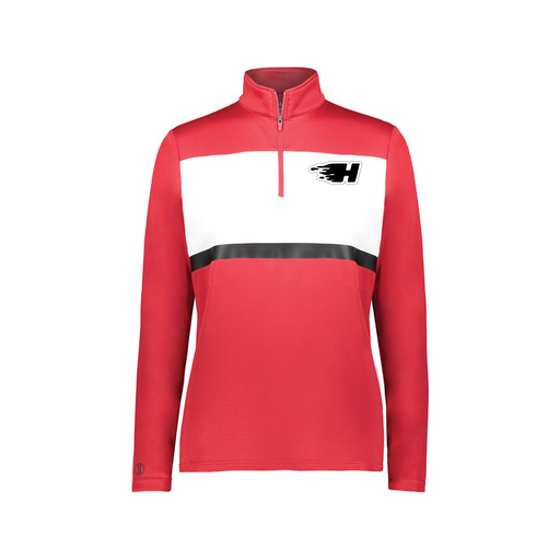 [222791.408.XS-LOGO2] Ladies Bold 1/4 Zip Pullover (Female Adult XS, Red, Logo 2)