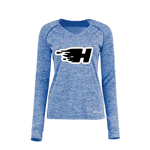 [222770.U55.XS-LOGO2] Ladies Electric Long Sleeve Shirt (Female Adult XS, Royal, Logo 2)