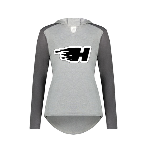 [6902.30V.XS-LOGO2] Ladies Vintage Hoodie (Female Adult XS, Gray, Logo 2)