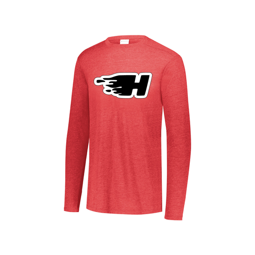 [FTLCUBRD-YS-LOGO2] Decker Youth Tri-Blend T-Shirt - Long Sleeve (Youth S, Red, Logo 2)