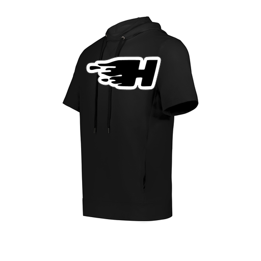 [222605.080.S-LOGO2] YOUTH VENTURA SOFT KNIT SHORT SLEEVE HOODIE (Youth S, Black, Logo 2)
